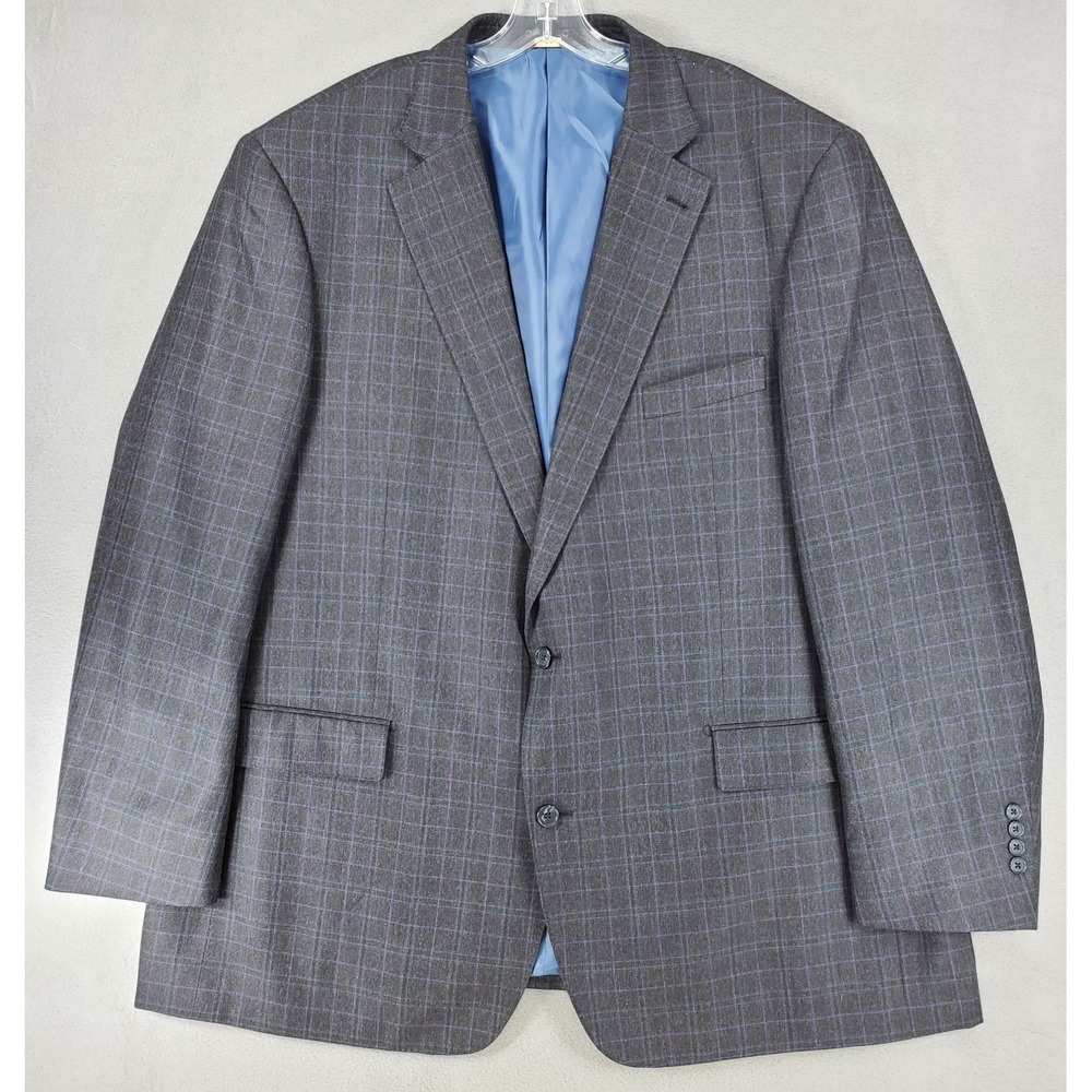 Oak Hill Blazer Sz 2XLT 50/52T Tall Brown Polyester Blend Glenn Check Plaid Coat